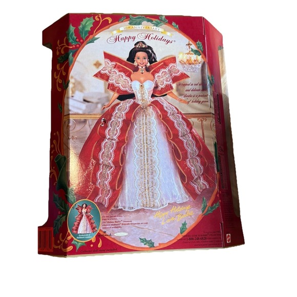 1997 Holiday Barbie Happy Holidays Gold Special Edition 10th Anniversary NIB‎ - Picture 2 of 7